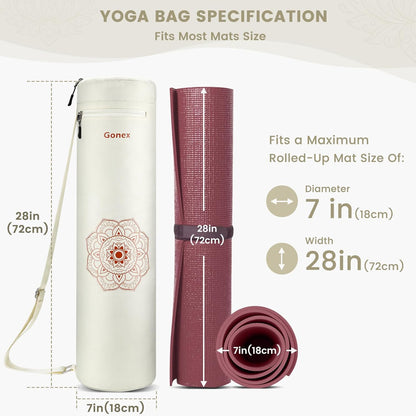 Yoga Mat Bag with Full-Zip Design, Fits Most Mats | 600D Oxford Fabric, Wet Pocket, Front Zip Pocket, Adjustable Strap, Fits Mats up to 26"