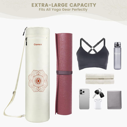 Yoga Mat Bag with Full-Zip Design, Fits Most Mats | 600D Oxford Fabric, Wet Pocket, Front Zip Pocket, Adjustable Strap, Fits Mats up to 26"