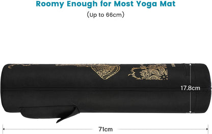 Yoga Mat Bag with Full-Zip Design, Fits Most Mats | 600D Oxford Fabric, Wet Pocket, Front Zip Pocket, Adjustable Strap, Fits Mats up to 26"
