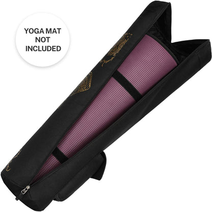 Yoga Mat Bag with Full-Zip Design, Fits Most Mats | 600D Oxford Fabric, Wet Pocket, Front Zip Pocket, Adjustable Strap, Fits Mats up to 26"