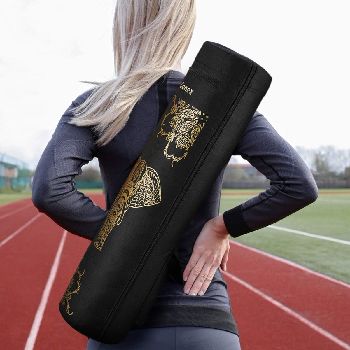 Yoga Mat Bag with Full-Zip Design, Fits Most Mats | 600D Oxford Fabric, Wet Pocket, Front Zip Pocket, Adjustable Strap, Fits Mats up to 26"
