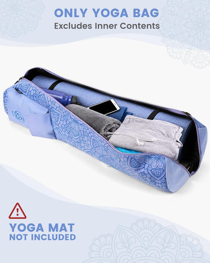 Yoga Mat Bag with Full-Zip Design, Fits Most Mats | 600D Oxford Fabric, Wet Pocket, Front Zip Pocket, Adjustable Strap, Fits Mats up to 26"