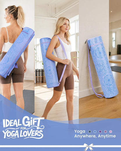 Yoga Mat Bag with Full-Zip Design, Fits Most Mats | 600D Oxford Fabric, Wet Pocket, Front Zip Pocket, Adjustable Strap, Fits Mats up to 26"