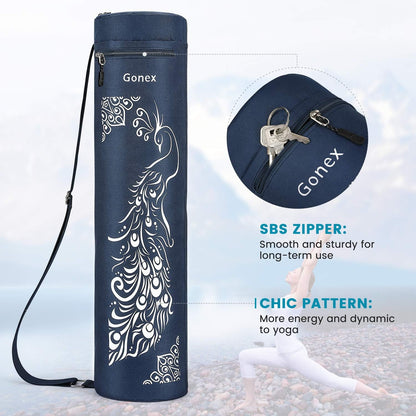 Yoga Mat Bag with Full-Zip Design, Fits Most Mats | 600D Oxford Fabric, Wet Pocket, Front Zip Pocket, Adjustable Strap, Fits Mats up to 26"