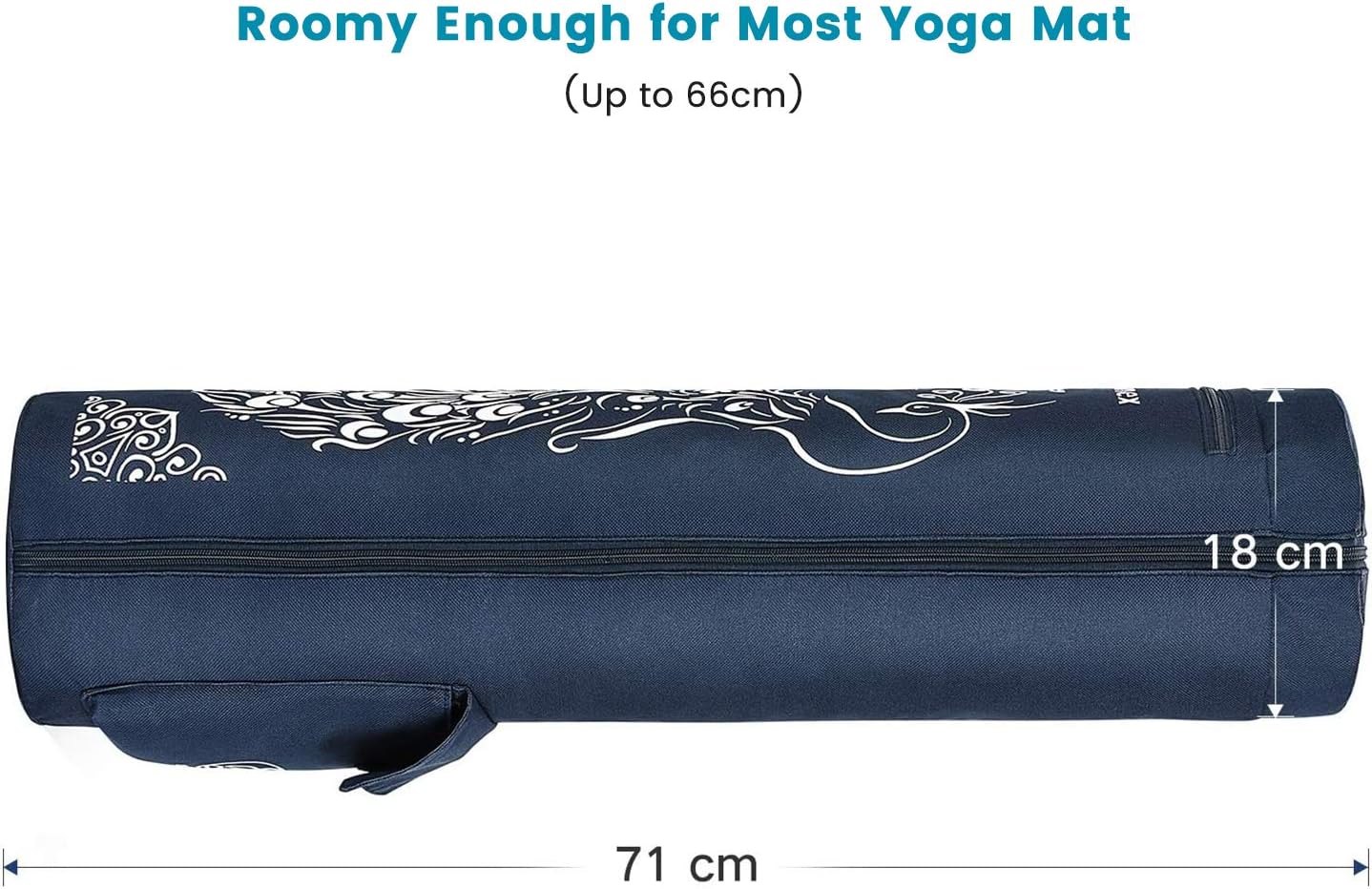 Yoga Mat Bag with Full-Zip Design, Fits Most Mats | 600D Oxford Fabric, Wet Pocket, Front Zip Pocket, Adjustable Strap, Fits Mats up to 26"