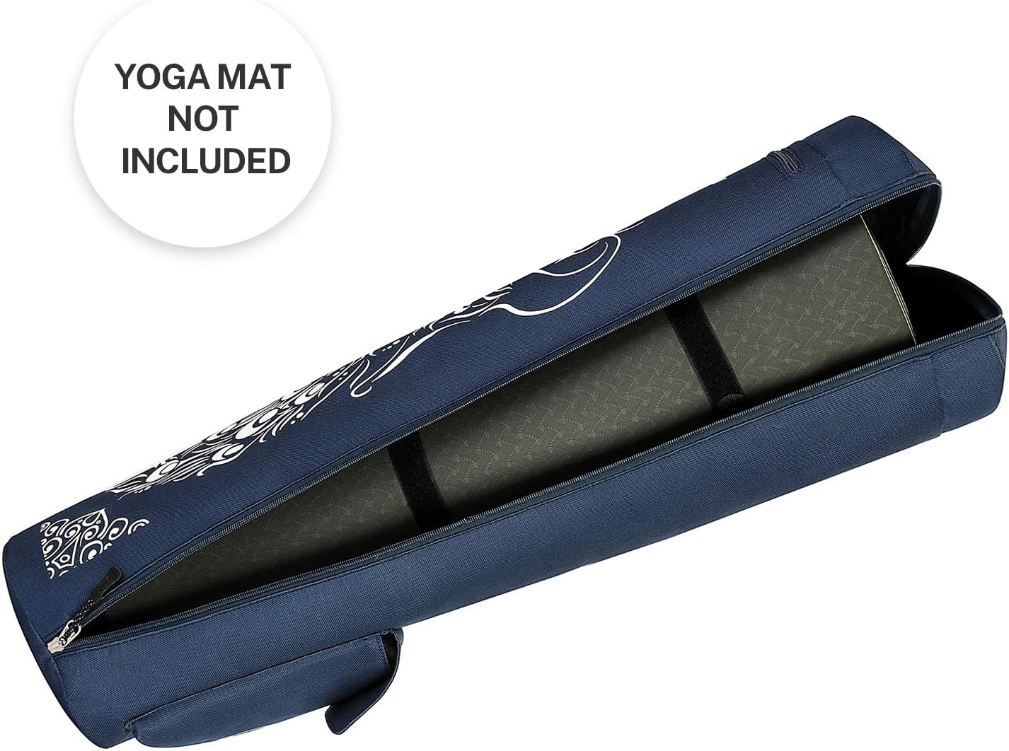 Yoga Mat Bag with Full-Zip Design, Fits Most Mats | 600D Oxford Fabric, Wet Pocket, Front Zip Pocket, Adjustable Strap, Fits Mats up to 26"