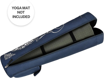 Yoga Mat Bag with Full-Zip Design, Fits Most Mats | 600D Oxford Fabric, Wet Pocket, Front Zip Pocket, Adjustable Strap, Fits Mats up to 26"