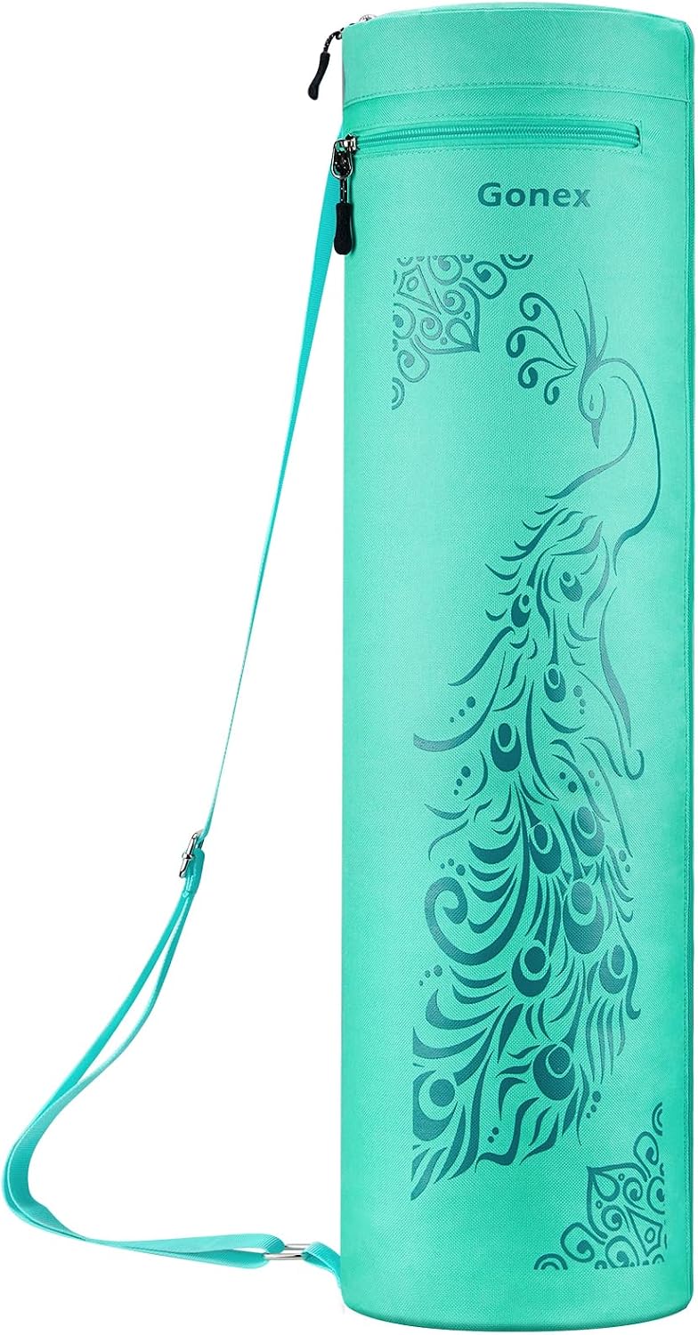 Yoga Mat Bag with Full-Zip Design, Fits Most Mats | 600D Oxford Fabric, Wet Pocket, Front Zip Pocket, Adjustable Strap, Fits Mats up to 26"