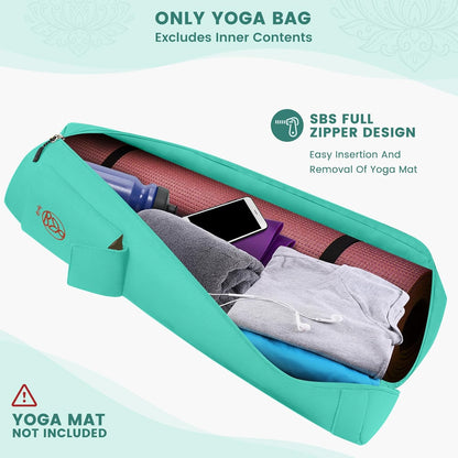 Yoga Mat Bag with Full-Zip Design, Fits Most Mats | 600D Oxford Fabric, Wet Pocket, Front Zip Pocket, Adjustable Strap, Fits Mats up to 26"