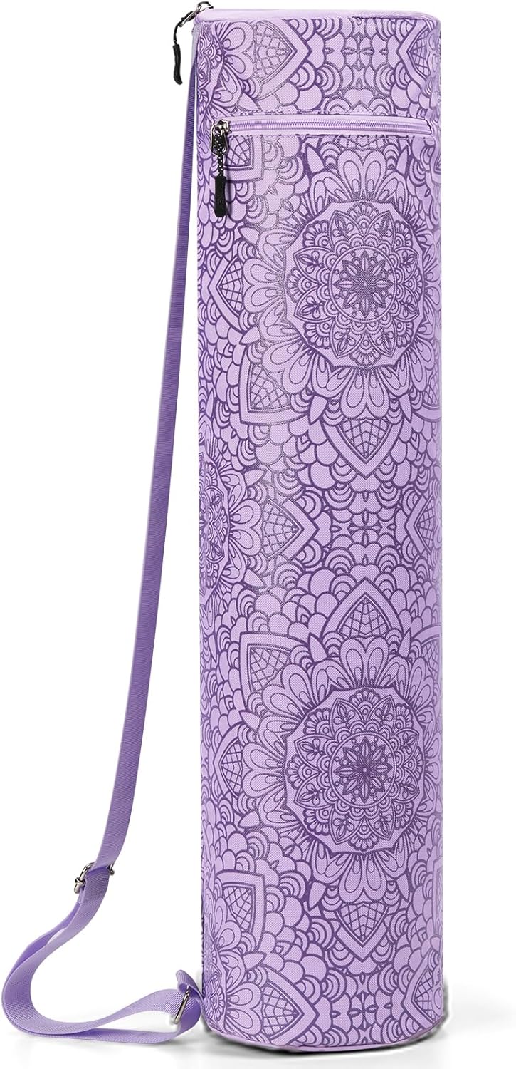 Yoga Mat Bag with Full-Zip Design, Fits Most Mats | 600D Oxford Fabric, Wet Pocket, Front Zip Pocket, Adjustable Strap, Fits Mats up to 26"