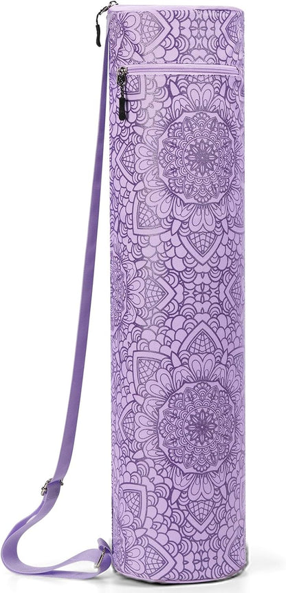 Yoga Mat Bag with Full-Zip Design, Fits Most Mats | 600D Oxford Fabric, Wet Pocket, Front Zip Pocket, Adjustable Strap, Fits Mats up to 26"