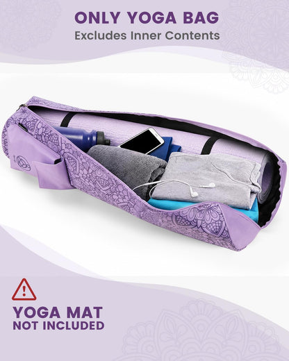 Yoga Mat Bag with Full-Zip Design, Fits Most Mats | 600D Oxford Fabric, Wet Pocket, Front Zip Pocket, Adjustable Strap, Fits Mats up to 26"