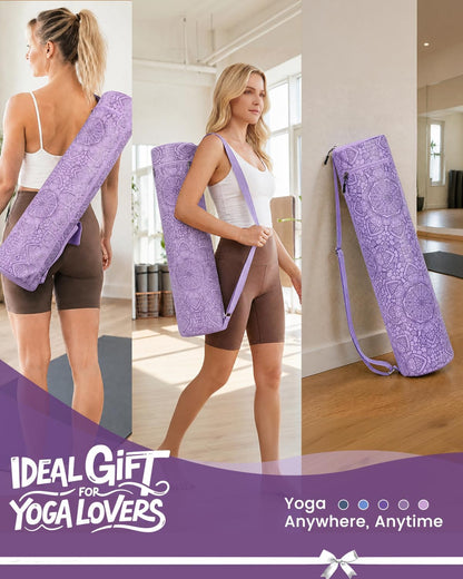 Yoga Mat Bag with Full-Zip Design, Fits Most Mats | 600D Oxford Fabric, Wet Pocket, Front Zip Pocket, Adjustable Strap, Fits Mats up to 26"