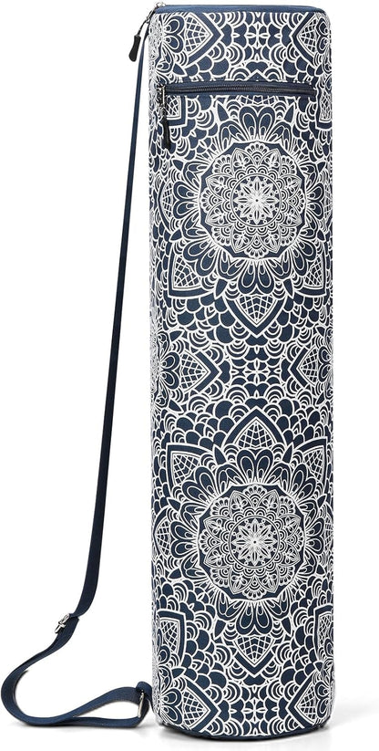 Yoga Mat Bag with Full-Zip Design, Fits Most Mats | 600D Oxford Fabric, Wet Pocket, Front Zip Pocket, Adjustable Strap, Fits Mats up to 26"