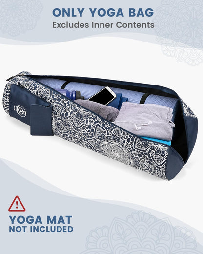 Yoga Mat Bag with Full-Zip Design, Fits Most Mats | 600D Oxford Fabric, Wet Pocket, Front Zip Pocket, Adjustable Strap, Fits Mats up to 26"