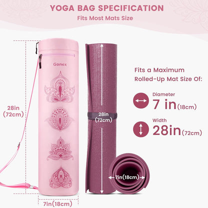 Yoga Mat Bag with Full-Zip Design, Fits Most Mats | 600D Oxford Fabric, Wet Pocket, Front Zip Pocket, Adjustable Strap, Fits Mats up to 26"