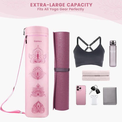 Yoga Mat Bag with Full-Zip Design, Fits Most Mats | 600D Oxford Fabric, Wet Pocket, Front Zip Pocket, Adjustable Strap, Fits Mats up to 26"