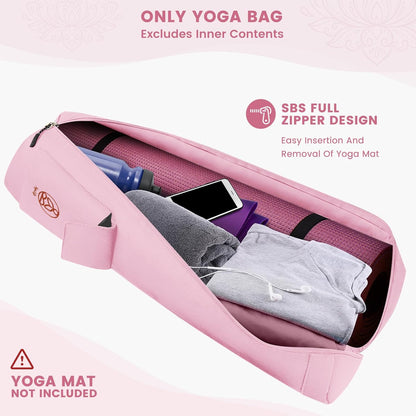 Yoga Mat Bag with Full-Zip Design, Fits Most Mats | 600D Oxford Fabric, Wet Pocket, Front Zip Pocket, Adjustable Strap, Fits Mats up to 26"