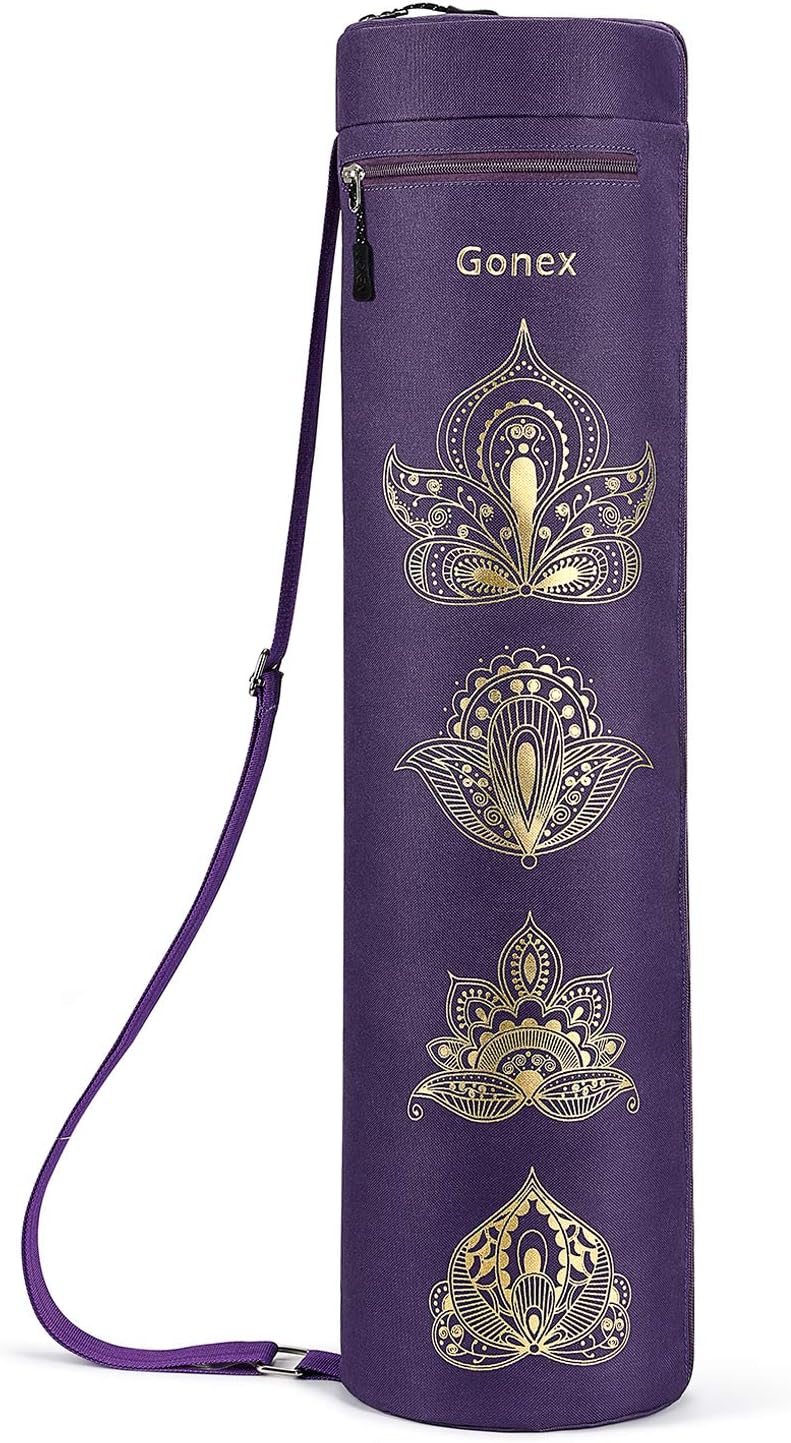 Yoga Mat Bag with Full-Zip Design, Fits Most Mats | 600D Oxford Fabric, Wet Pocket, Front Zip Pocket, Adjustable Strap, Fits Mats up to 26"