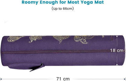 Yoga Mat Bag with Full-Zip Design, Fits Most Mats | 600D Oxford Fabric, Wet Pocket, Front Zip Pocket, Adjustable Strap, Fits Mats up to 26"