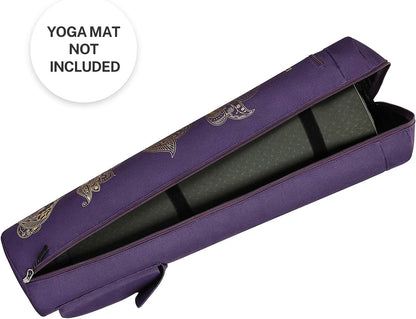Yoga Mat Bag with Full-Zip Design, Fits Most Mats | 600D Oxford Fabric, Wet Pocket, Front Zip Pocket, Adjustable Strap, Fits Mats up to 26"