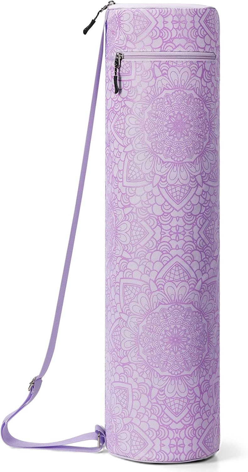 Yoga Mat Bag with Full-Zip Design, Fits Most Mats | 600D Oxford Fabric, Wet Pocket, Front Zip Pocket, Adjustable Strap, Fits Mats up to 26"