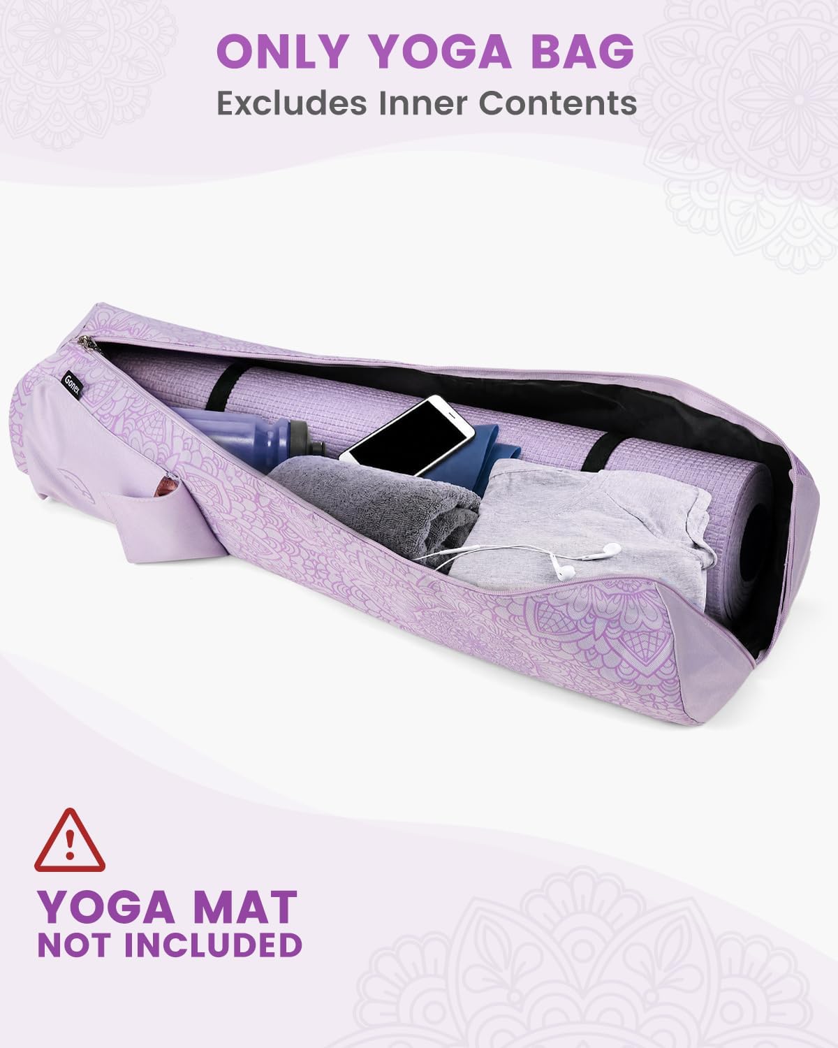 Yoga Mat Bag with Full-Zip Design, Fits Most Mats | 600D Oxford Fabric, Wet Pocket, Front Zip Pocket, Adjustable Strap, Fits Mats up to 26"