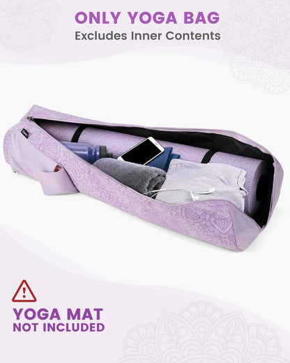 Yoga Mat Bag with Full-Zip Design, Fits Most Mats | 600D Oxford Fabric, Wet Pocket, Front Zip Pocket, Adjustable Strap, Fits Mats up to 26"
