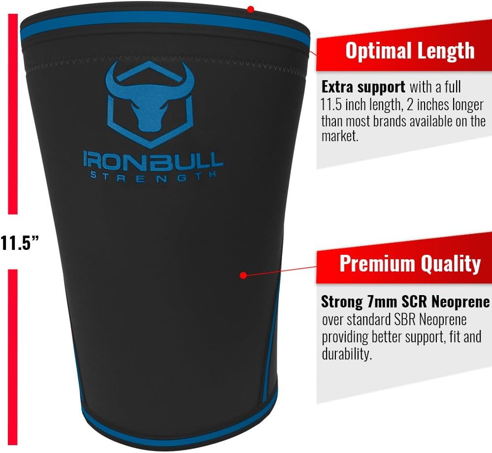 Knee Sleeves 7mm (1 Pair) - Compression Brace & Knee Sleeve For Weightlifting, Powerlifting & Cross Training - Knee Support for Squats - Men & Women