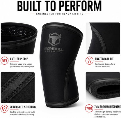 Knee Sleeves 7mm (1 Pair) - Compression Brace & Knee Sleeve For Weightlifting, Powerlifting & Cross Training - Knee Support for Squats - Men & Women