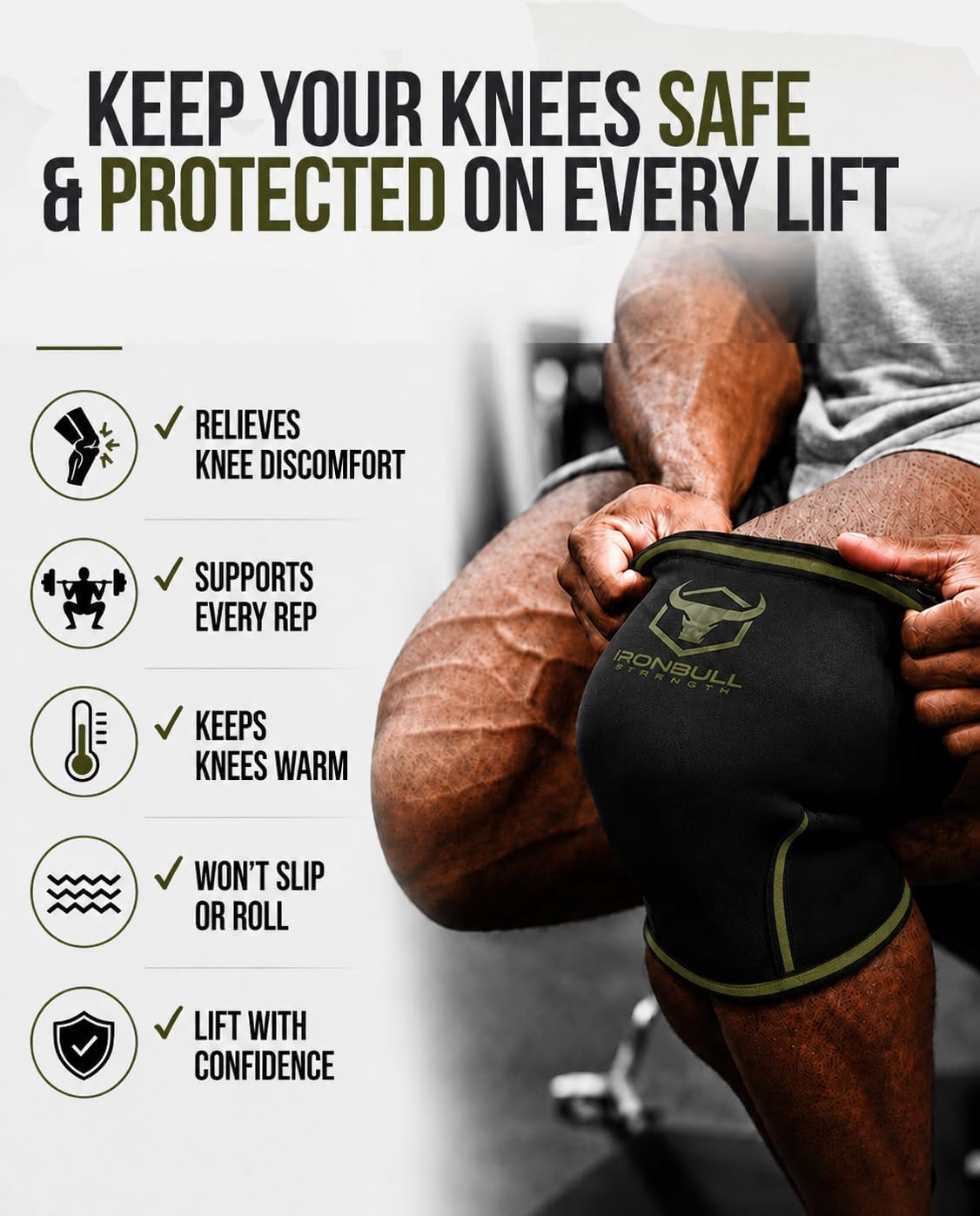 Knee Sleeves 7mm (1 Pair) - Compression Brace & Knee Sleeve For Weightlifting, Powerlifting & Cross Training - Knee Support for Squats - Men & Women