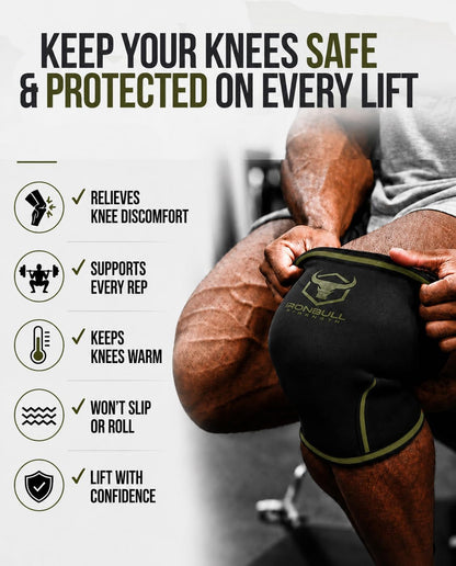 Knee Sleeves 7mm (1 Pair) - Compression Brace & Knee Sleeve For Weightlifting, Powerlifting & Cross Training - Knee Support for Squats - Men & Women