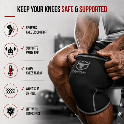 Knee Sleeves 7mm (1 Pair) - Compression Brace & Knee Sleeve For Weightlifting, Powerlifting & Cross Training - Knee Support for Squats - Men & Women