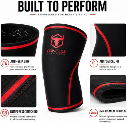 Knee Sleeves 7mm (1 Pair) - Compression Brace & Knee Sleeve For Weightlifting, Powerlifting & Cross Training - Knee Support for Squats - Men & Women