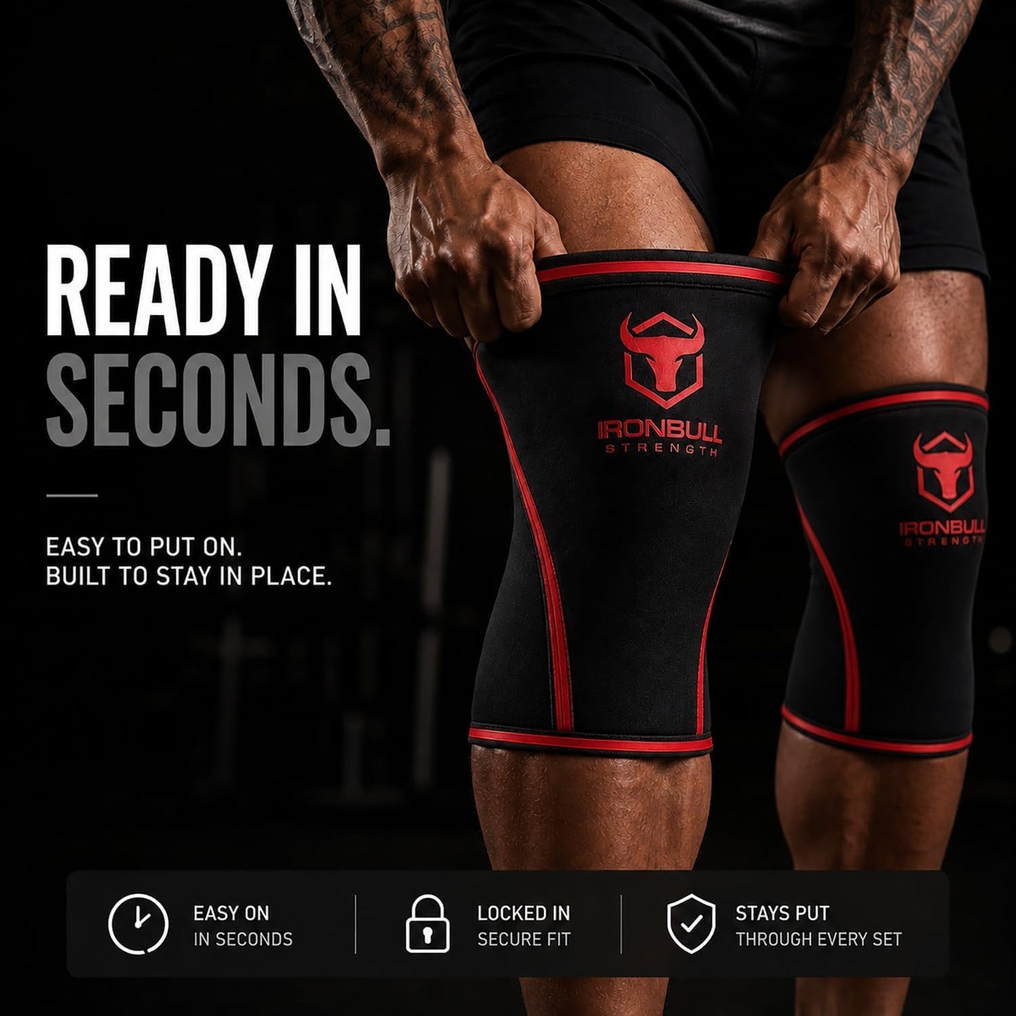 Knee Sleeves 7mm (1 Pair) - Compression Brace & Knee Sleeve For Weightlifting, Powerlifting & Cross Training - Knee Support for Squats - Men & Women