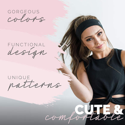 2" Wide Workout Headbands for Women (2 Pack) – Non-Slip Sweatbands for Gym, Running & Yoga