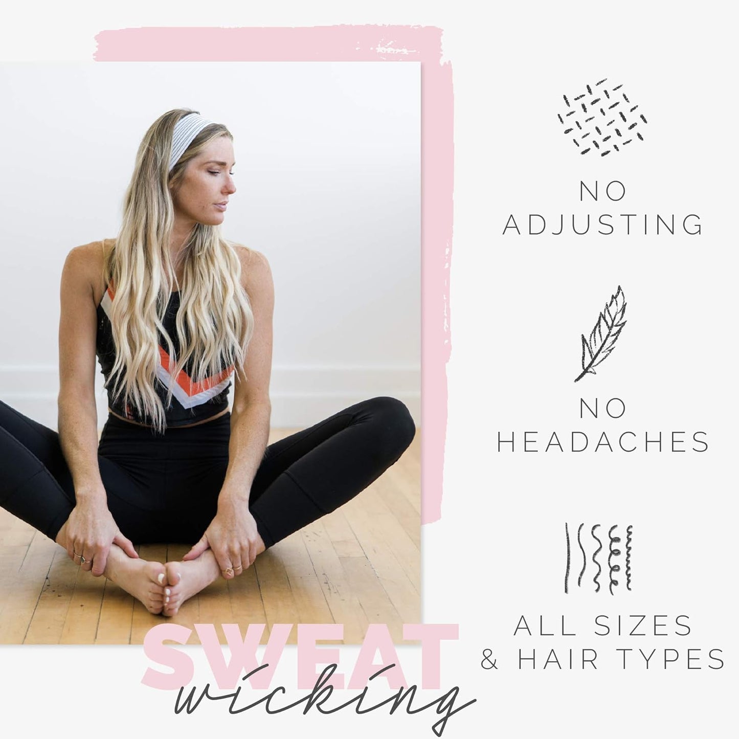2" Wide Workout Headbands for Women (2 Pack) – Non-Slip Sweatbands for Gym, Running & Yoga