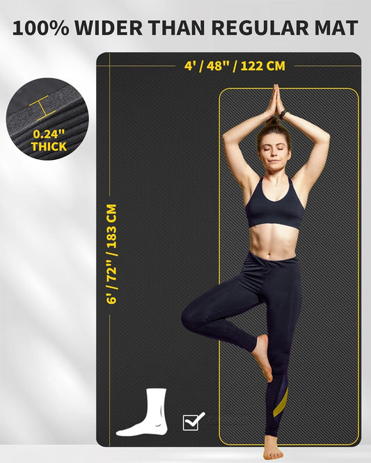 72''x48'' Large Yoga Mat, Extra Thick TPE Workout Mat | extra large exercise mat, non-slip TPE cushioning for joint relief, pilates stretching, apartment noise dampening