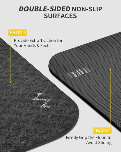72''x48'' Large Yoga Mat, Extra Thick TPE Workout Mat | extra large exercise mat, non-slip TPE cushioning for joint relief, pilates stretching, apartment noise dampening