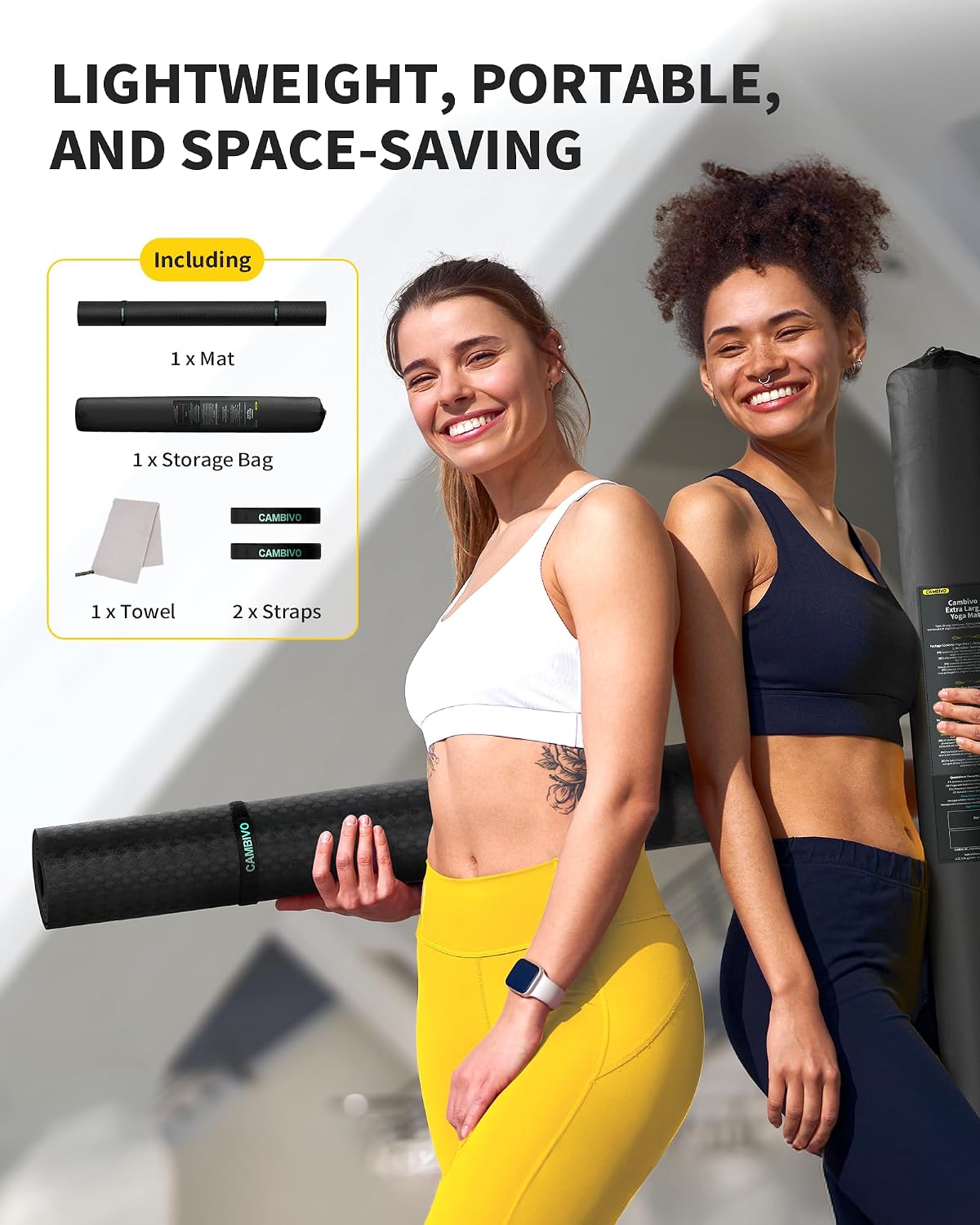 72''x48'' Large Yoga Mat, Extra Thick TPE Workout Mat | extra large exercise mat, non-slip TPE cushioning for joint relief, pilates stretching, apartment noise dampening