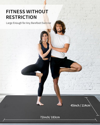 72''x48'' Large Yoga Mat, Extra Thick TPE Workout Mat | extra large exercise mat, non-slip TPE cushioning for joint relief, pilates stretching, apartment noise dampening