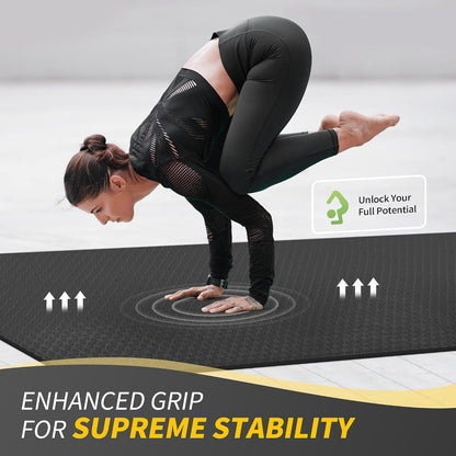 72''x48'' Large Yoga Mat, Extra Thick TPE Workout Mat | extra large exercise mat, non-slip TPE cushioning for joint relief, pilates stretching, apartment noise dampening