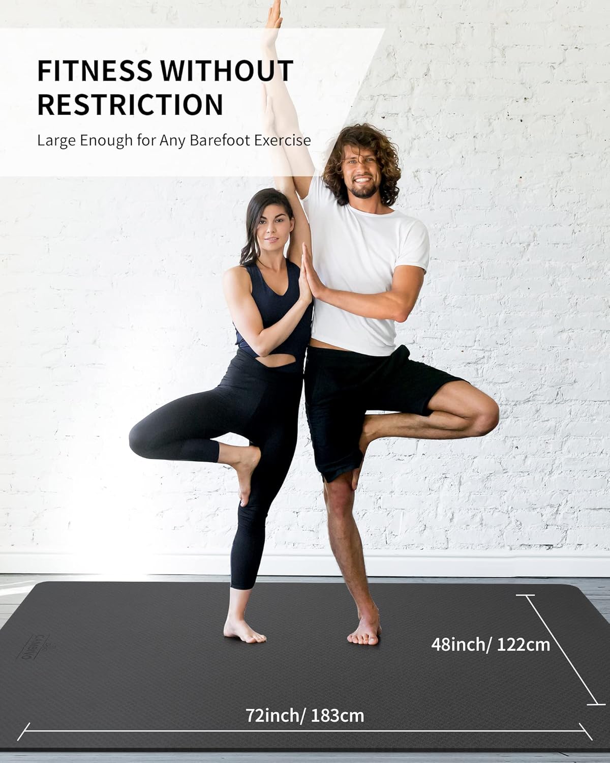 72''x48'' Large Yoga Mat, Extra Thick TPE Workout Mat | extra large exercise mat, non-slip TPE cushioning for joint relief, pilates stretching, apartment noise dampening