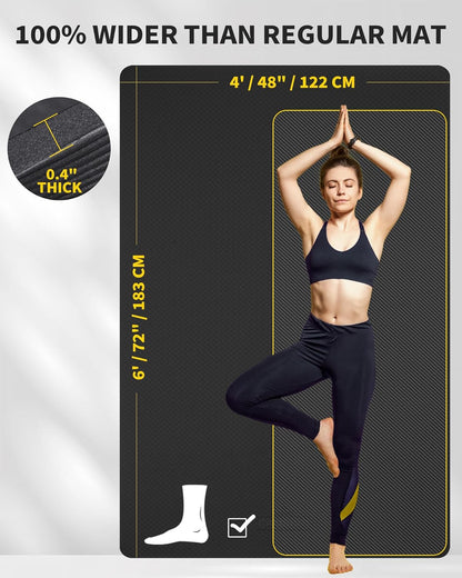 72''x48'' Large Yoga Mat, Extra Thick TPE Workout Mat | extra large exercise mat, non-slip TPE cushioning for joint relief, pilates stretching, apartment noise dampening
