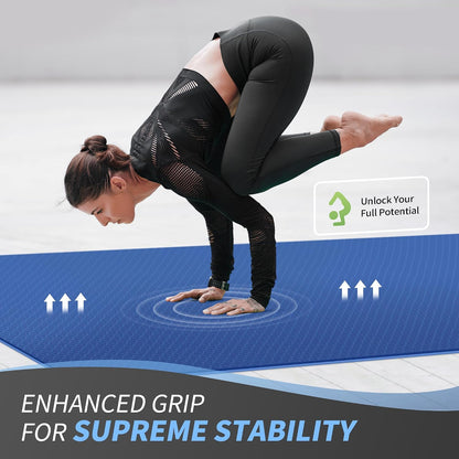 72''x48'' Large Yoga Mat, Extra Thick TPE Workout Mat | extra large exercise mat, non-slip TPE cushioning for joint relief, pilates stretching, apartment noise dampening