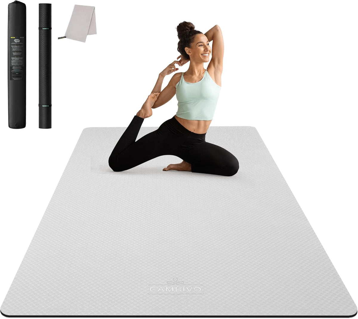 72''x48'' Large Yoga Mat, Extra Thick TPE Workout Mat | extra large exercise mat, non-slip TPE cushioning for joint relief, pilates stretching, apartment noise dampening