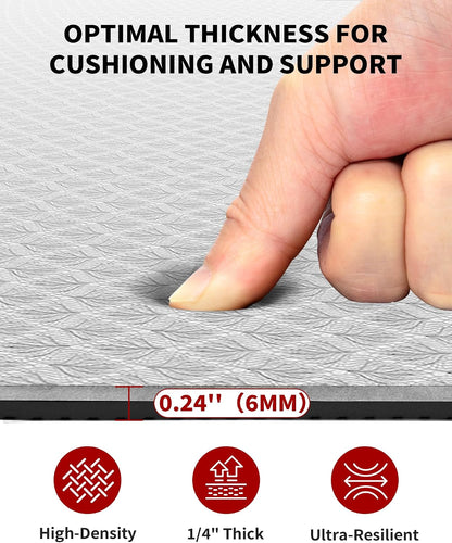 72''x48'' Large Yoga Mat, Extra Thick TPE Workout Mat | extra large exercise mat, non-slip TPE cushioning for joint relief, pilates stretching, apartment noise dampening