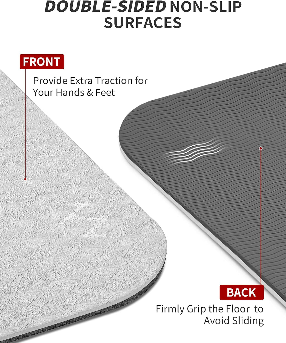 72''x48'' Large Yoga Mat, Extra Thick TPE Workout Mat | extra large exercise mat, non-slip TPE cushioning for joint relief, pilates stretching, apartment noise dampening