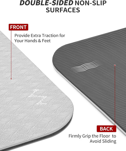 72''x48'' Large Yoga Mat, Extra Thick TPE Workout Mat | extra large exercise mat, non-slip TPE cushioning for joint relief, pilates stretching, apartment noise dampening