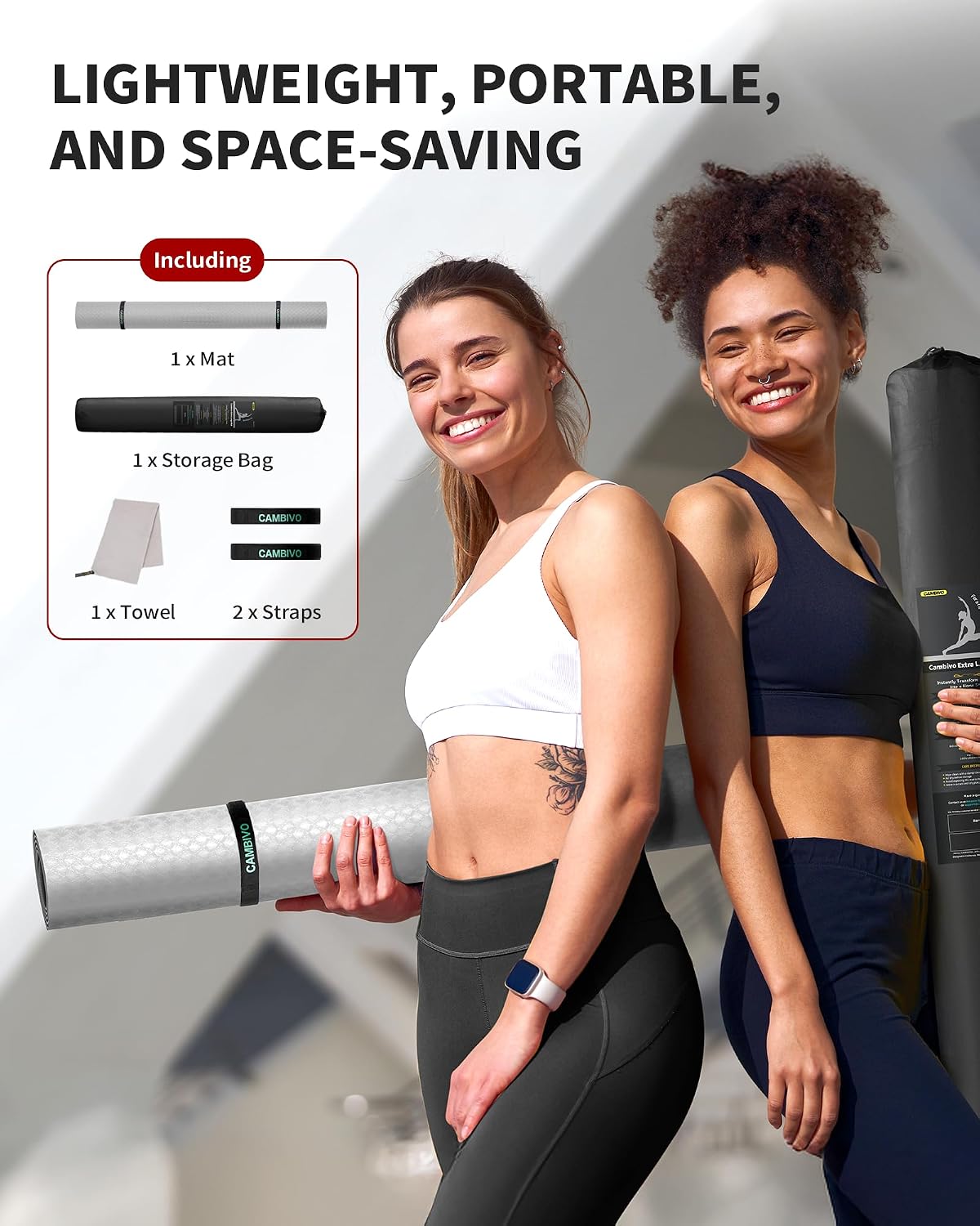 72''x48'' Large Yoga Mat, Extra Thick TPE Workout Mat | extra large exercise mat, non-slip TPE cushioning for joint relief, pilates stretching, apartment noise dampening